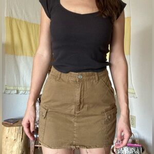 BDG tan cargo mini skirt